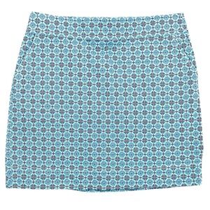 Talbots Summer Skirt Geometric Print Pockets Blue‎ White Size 16